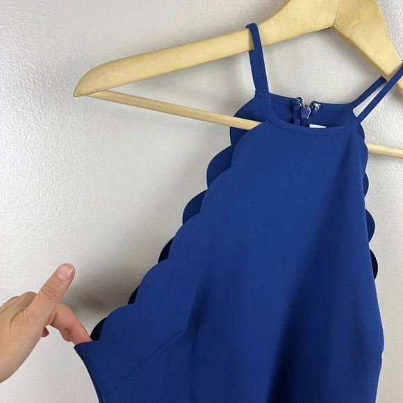 Likely Everly Scallop Dress Size 8 Blue Halter Neck Jewel Tone Special Occasion - Picture 4 of 11